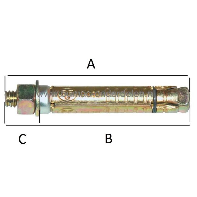 Keilbout M6x75x40 mm Verzinkt voor Middelzware en Zware Bevestigingen in Beton en Steen