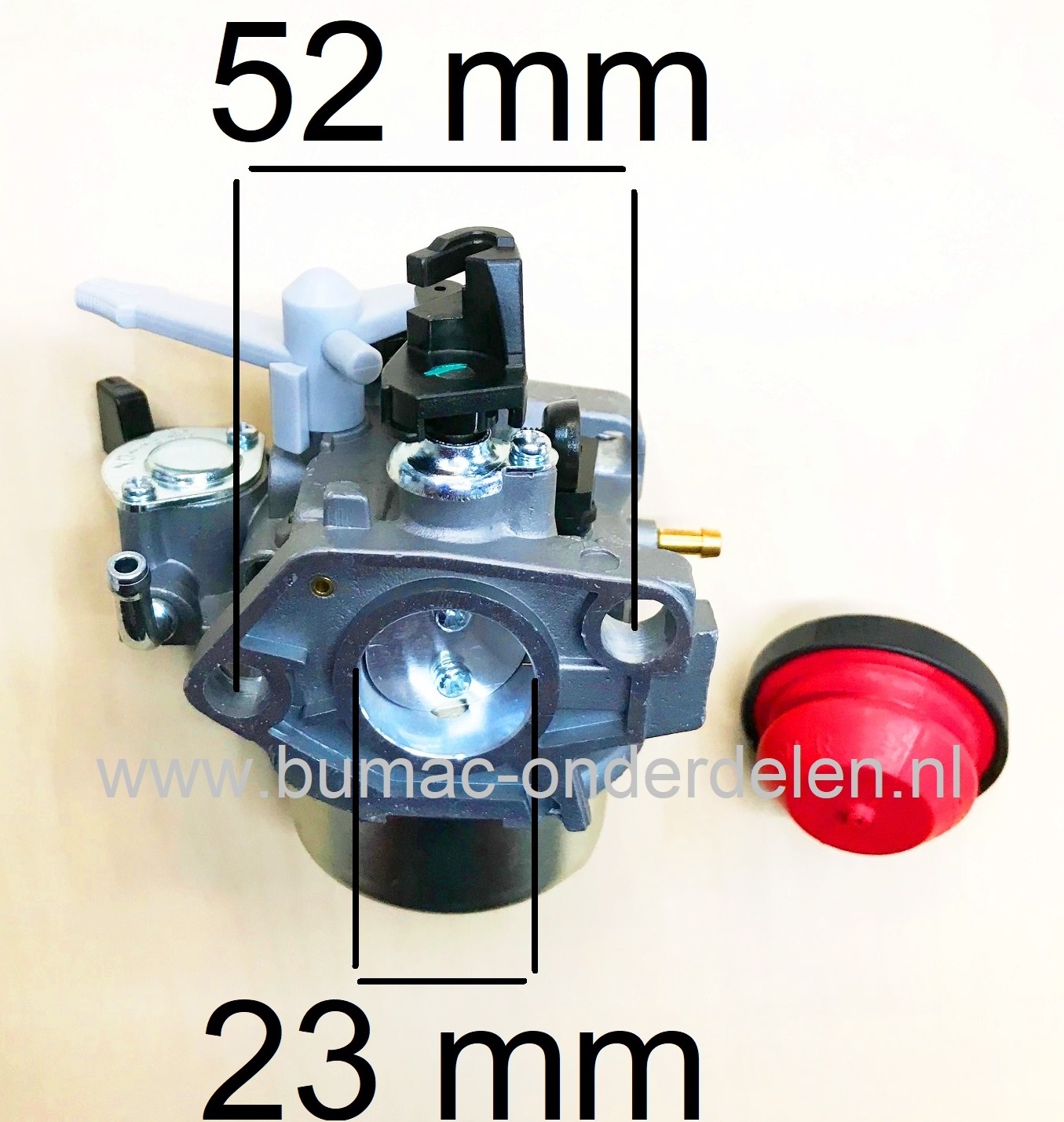 Carburateur voor Loncin G340F, G340FD, LC182F Motor op Grasmaaier, Aggregaat, Trilplaat, Veegmachine, Frees, Triller, Generator, Waterpomp, Hoogwerker, Hakselaar, Versnipperaar, Kloofmachine, Cart, Hogedrukspuit G 340 F, G 340 FD, LC 182 F LCT Carburator