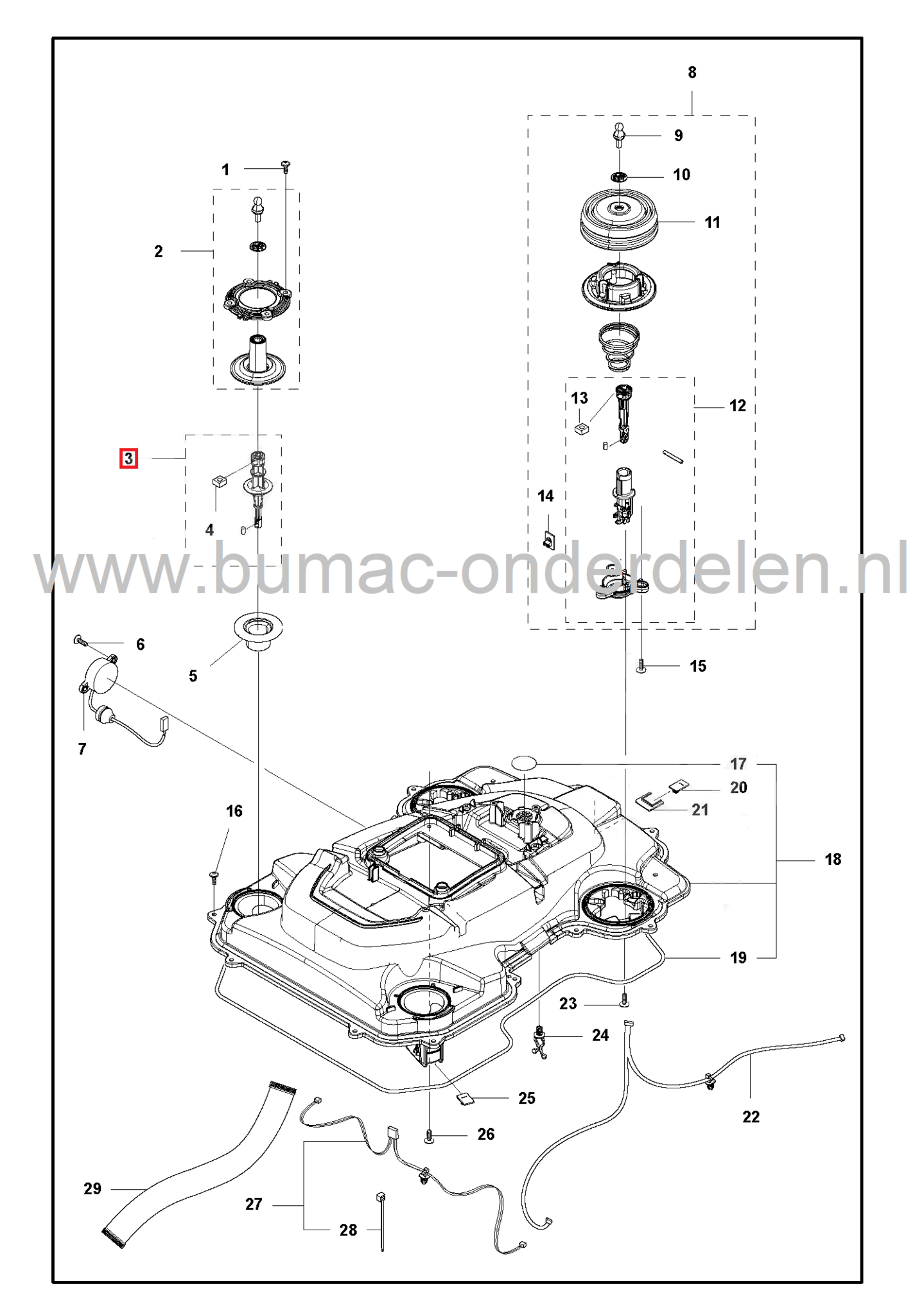 Bumpersensor voor Husqvarna Robotmaaiers 220AC, 230ACX, 260ACX, 265ACX, Automower 320, 330x, 420, 430x, 440, 450x, 520, 550, Solar Hybrid, Sensor voor Bumper van Robotgrasmaaiers, Husqvarna, Jonsered, Partner, McCulloch