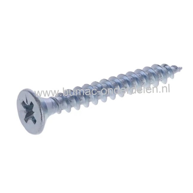 Cilindrisch Verzonken plaatschroef, 3x16 mm Verzinkt, met kruisgleuf, Draaddiameter 3 mm, Lengte 16 mm, Kruiskop maat 1 DIN 7982 Platkop Houtschroef