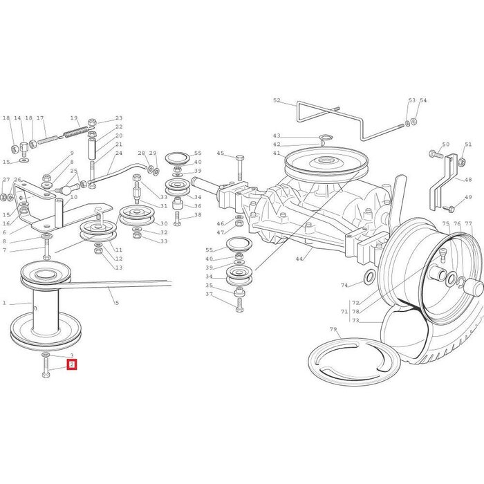 Castelgarden Bout voor Motorpoelie J 92 - JP 92 - Junior 92, Zitmaaier van Castel Garden - Stiga - Mountfield - Alpina, Bout voor Krukas Poelie