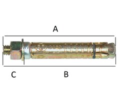 Keilbout M8x140x50 mm Verzinkt voor Middelzware en Zware Bevestigingen in Beton en Steen