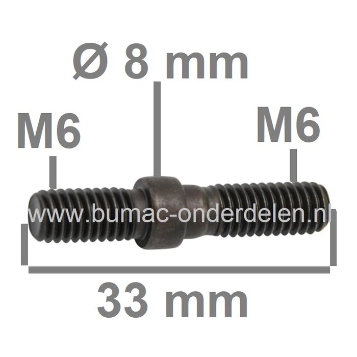 Kraagbout - Draadeind voor Echo en Shindaiwa, Bevestiging Zaagblad en Rechter Zijkap, Tapeind Kettingzaag CS303T, CS320TES, CS350TES, CS350WES, CS351WES, CS360WES, CS361WES, CS362WES, CS3000, CS3500, CS3501, 361WS, 362WS