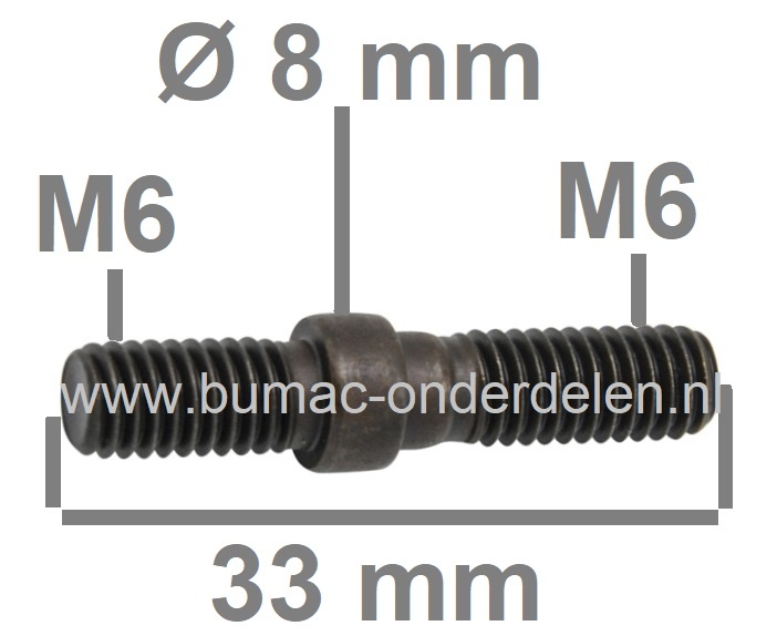 Kraagbout - Draadeind voor Echo en Shindaiwa, Bevestiging Zaagblad en Rechter Zijkap, Tapeind Kettingzaag CS303T, CS320TES, CS350TES, CS350WES, CS351WES, CS360WES, CS361WES, CS362WES, CS3000, CS3500, CS3501, 361WS, 362WS