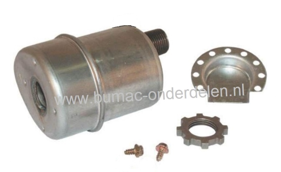 Uitlaat voor Briggs and Stratton 2 t/m 4 Pk Motor met Horizontale Krukas, Knalpot 493288, 382811 gebruikt op Kooimaaier, Tuinfrees, Aggregaat, Houtversnipperaar, Verticuteermachine