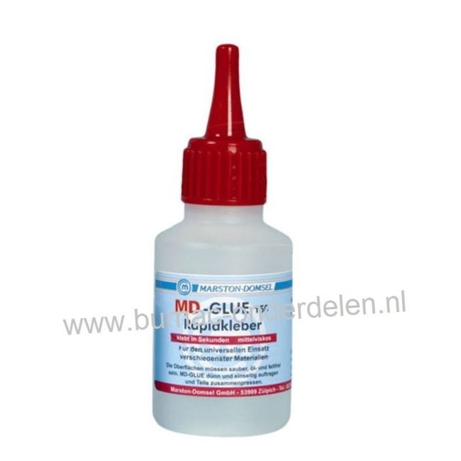 Secondelijm voor PVC, Hout, Leer, Metaal, Papier, Kunststof, Fenolhars, Polycarbonaat, Neopreen, Handvast met 3-20 Seconden, Inhoud 20 Gram