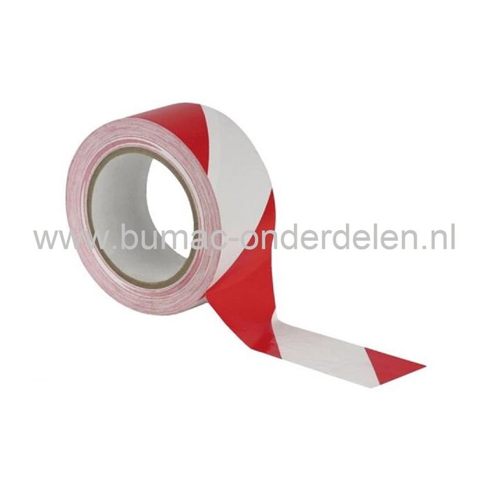 Markeringsband Rood/Wit voor het Afzetten of Markeren van bijv verboden of gevaarlijke plaatsen, of om verkeer te leiden naar parkeerruimtes en op de openbare weg