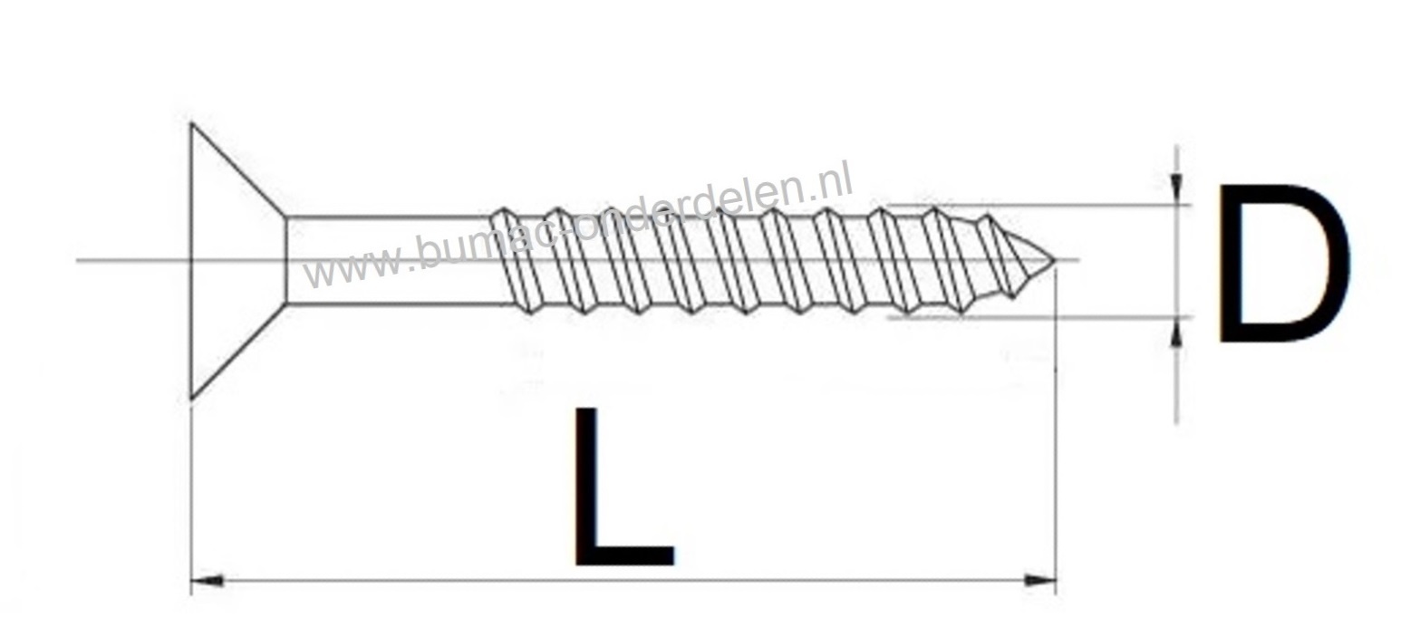 Cilindrisch Verzonken plaatschroef, 4x50 mm Verzinkt, met kruisgleuf, Draaddiameter 4 mm, Lengte 50 mm, Draadlengte 30 mm, Kruiskop maat 2 DIN 7982 Platkop Houtschroef