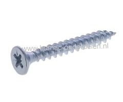 Cilindrisch Verzonken plaatschroef, 6x35 mm Verzinkt, met kruisgleuf, Draaddiameter 5 mm, Lengte 35 mm, Kruiskop maat 3 DIN 7982 Platkop Houtschroef