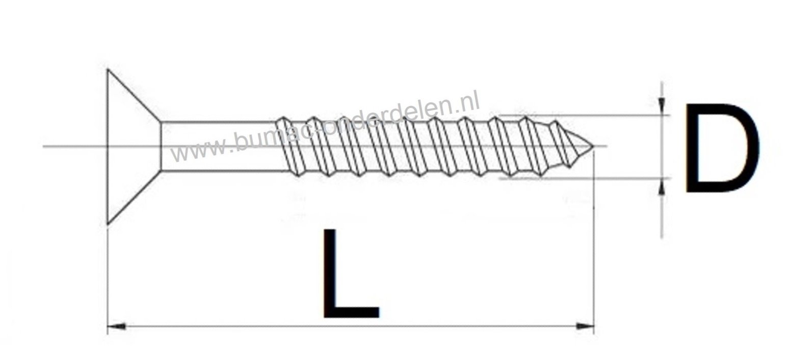 Cilindrisch Verzonken plaatschroef, 6x90 mm Verzinkt, met kruisgleuf, Draaddiameter 5 mm, Lengte 90 mm, Kruiskop maat 3 DIN 7982 Platkop Houtschroef