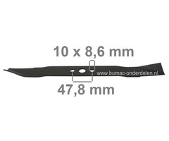 Maaimes 39,4 Cm voor Daye DYM1662 Grasmaaiers, Benzinemaaiers, Loopmaaiers, DAYE Grasmaaiermes, Lengte 394 mm, Asgat 16,2 mm, Zijgaten 10x8,6 mm, Hart op Hart Afstand 47,8 mm, Breedte 38 mm
