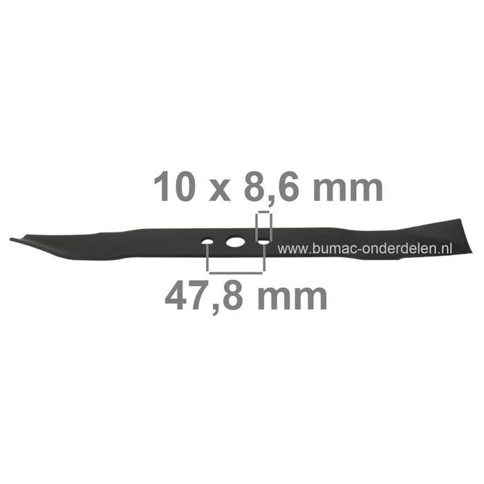 Maaimes 39,4 Cm voor Daye DYM1662 Grasmaaiers, Benzinemaaiers, Loopmaaiers, DAYE Grasmaaiermes, Lengte 394 mm, Asgat 16,2 mm, Zijgaten 10x8,6 mm, Hart op Hart Afstand 47,8 mm, Breedte 38 mm