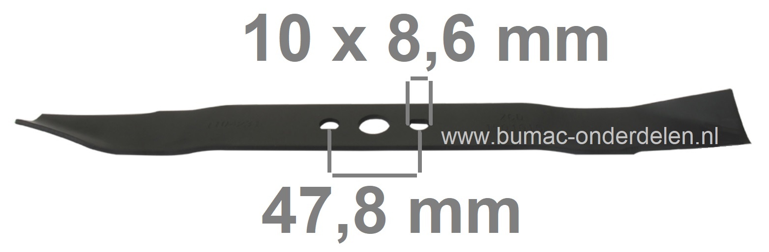 Maaimes 39,4 Cm voor Daye DYM1662 Grasmaaiers, Benzinemaaiers, Loopmaaiers, DAYE Grasmaaiermes, Lengte 394 mm, Asgat 16,2 mm, Zijgaten 10x8,6 mm, Hart op Hart Afstand 47,8 mm, Breedte 38 mm