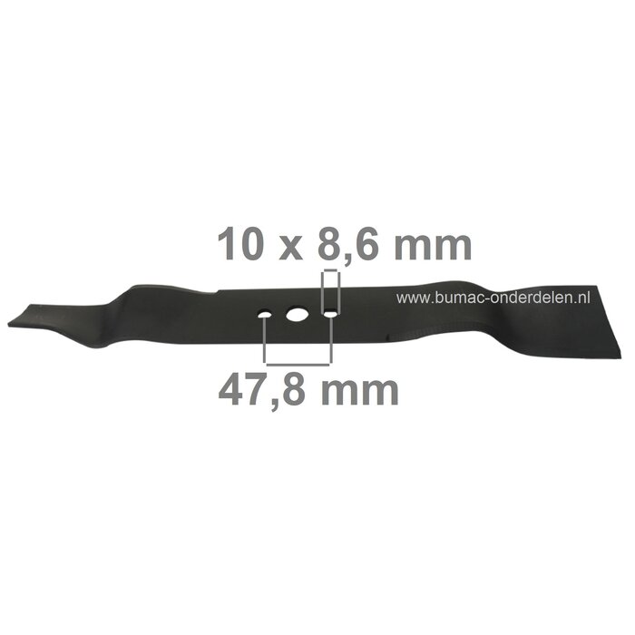 Maaimes 46,1 Cm voor Daye DYM1576 Grasmaaiers, Cirkelmaaiers, Loopmaaiers, DAYE Mulchmes, Lengte 461 mm, Asgat 16,3 mm, Zijgaten 10x8,6 mm, Hart op Hart Afstand 47,8 mm, Breedte 55 mm