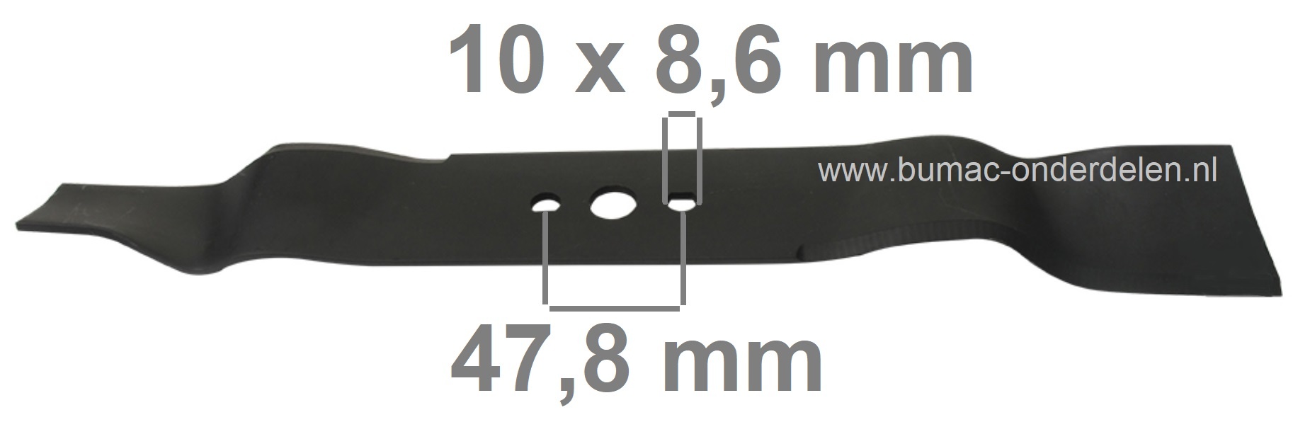 Maaimes 46,1 Cm voor Daye DYM1576 Grasmaaiers, Cirkelmaaiers, Loopmaaiers, DAYE Mulchmes, Lengte 461 mm, Asgat 16,3 mm, Zijgaten 10x8,6 mm, Hart op Hart Afstand 47,8 mm, Breedte 55 mm