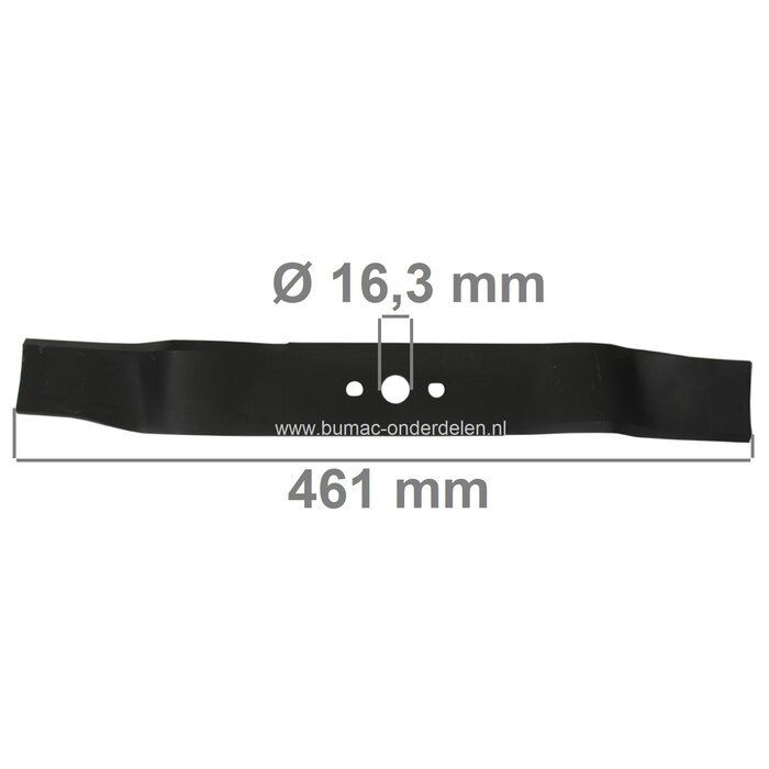 Maaimes 46,1 Cm voor Daye DYM1576 Grasmaaiers, Cirkelmaaiers, Loopmaaiers, DAYE Mulchmes, Lengte 461 mm, Asgat 16,3 mm, Zijgaten 10x8,6 mm, Hart op Hart Afstand 47,8 mm, Breedte 55 mm