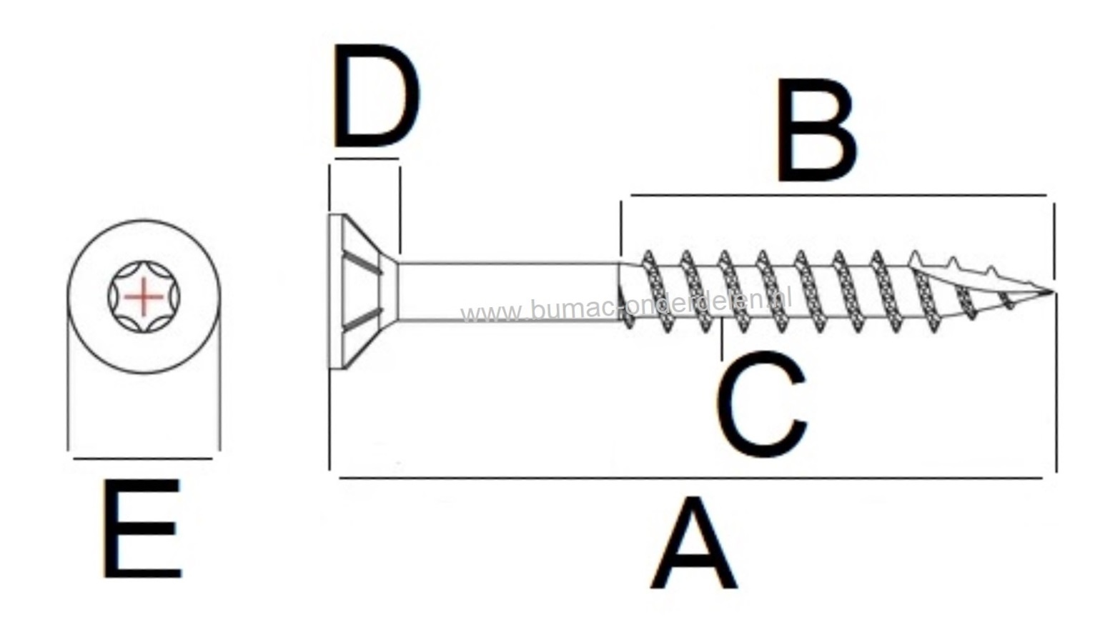 Spaanplaatschroef 4,5x45 mm Torxkop geel verzinkt, met speciale snijpunt, dubbele verzonken platkop voorzien van freesribben, met aangebrachte waslaag, Torx maat 20, DIN 7962