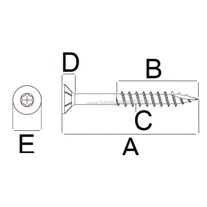 Spaanplaatschroef 6x150 mm Torxkop geel verzinkt, met speciale snijpunt, dubbele verzonken platkop voorzien van freesribben, met aangebrachte waslaag, Torx maat 30, DIN 7962