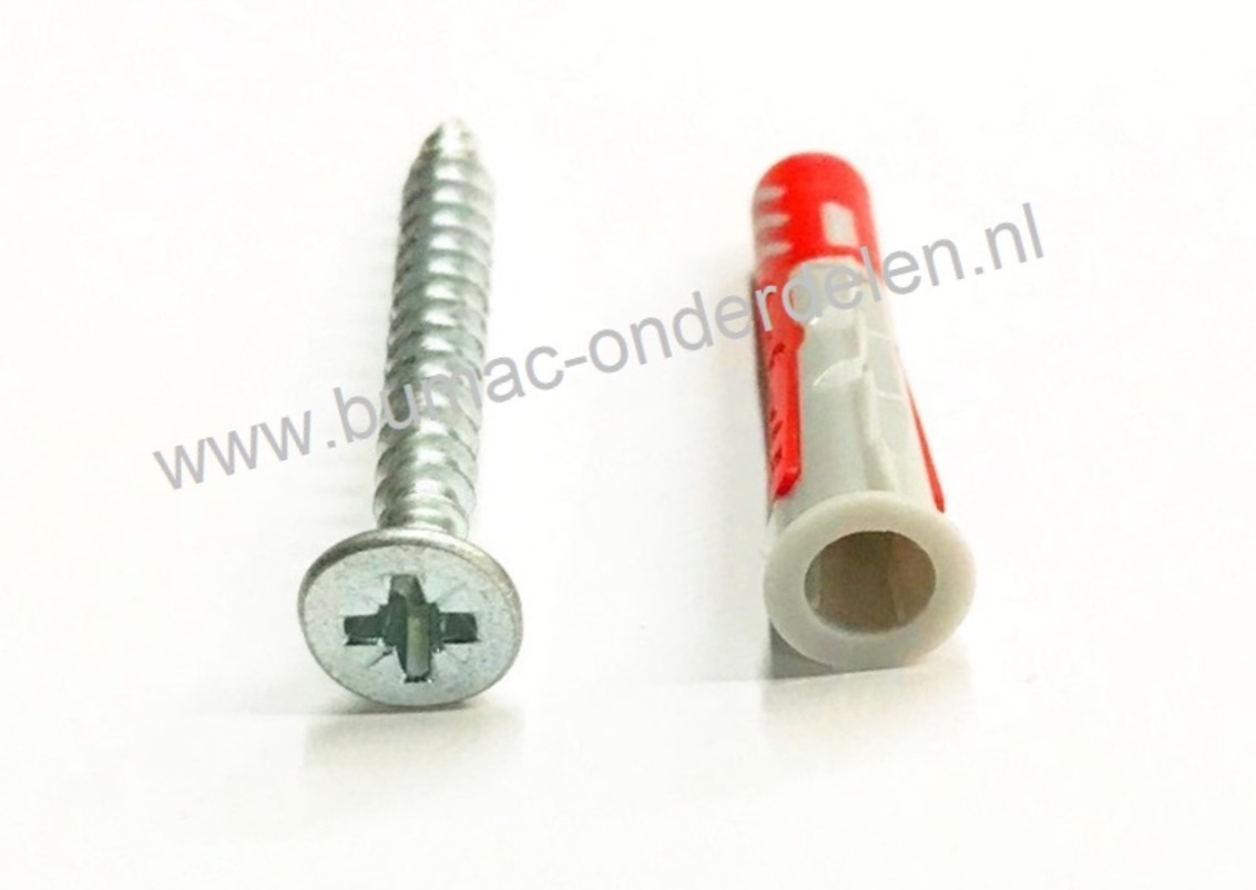 Muurplug 8X40 mm + Schroef voor Baksteen, Beton, Gipsplaat, Kalkzandsteen, Cellenbeton, Spaanplaat, Gipsblokken, Natuursteen, Plug Activeert Optimale Werkingsprincipe: Spreiden - Vouwen - Knopen, Afhankelijk van de Ondergrond, De vertande anti-rotatievleu