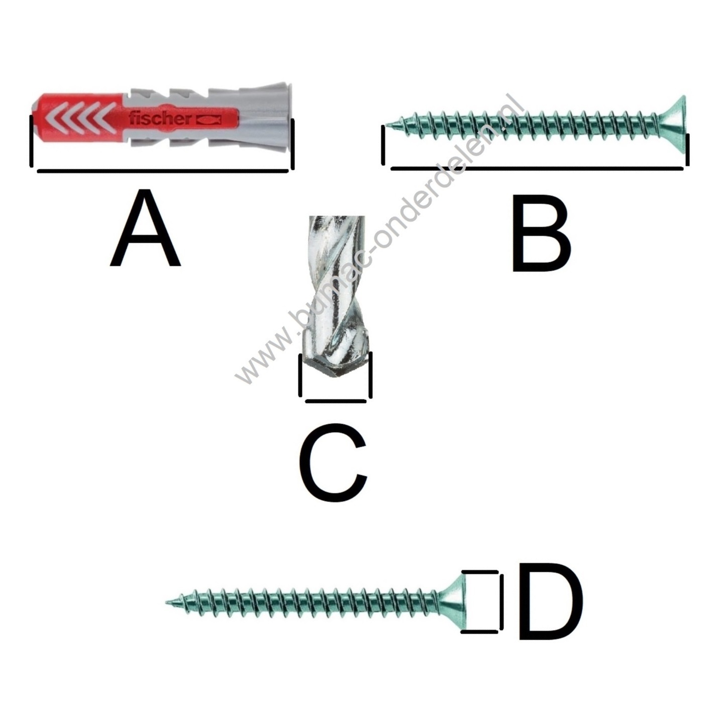 Muurplug 8X40 mm + Schroef voor Baksteen, Beton, Gipsplaat, Kalkzandsteen, Cellenbeton, Spaanplaat, Gipsblokken, Natuursteen, Plug Activeert Optimale Werkingsprincipe: Spreiden - Vouwen - Knopen, Afhankelijk van de Ondergrond, De vertande anti-rotatievleu