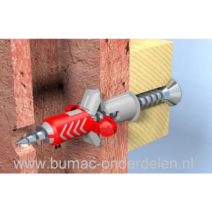 Muurplug 10X50 mm + Schroef voor Baksteen, Beton, Gipsplaat, Kalkzandsteen, Cellenbeton, Spaanplaat, Gipsblokken, Natuursteen, Plug Activeert Optimale Werkingsprincipe: Spreiden - Vouwen - Knopen, Afhankelijk van de Ondergrond, De vertande anti-rotatievle