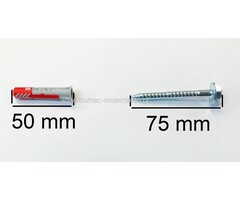 Muurplug 10X50 mm + Schroef voor Baksteen, Beton, Gipsplaat, Kalkzandsteen, Cellenbeton, Spaanplaat, Gipsblokken, Natuursteen, Plug Activeert Optimale Werkingsprincipe: Spreiden - Vouwen - Knopen, Afhankelijk van de Ondergrond, De vertande anti-rotatievle