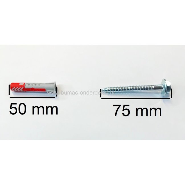 Muurplug 10X50 mm + Schroef voor Baksteen, Beton, Gipsplaat, Kalkzandsteen, Cellenbeton, Spaanplaat, Gipsblokken, Natuursteen, Plug Activeert Optimale Werkingsprincipe: Spreiden - Vouwen - Knopen, Afhankelijk van de Ondergrond, De vertande anti-rotatievle