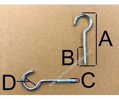 Schroefoog 50x4 mm voor bevestiging in hout of steen in combinatie met een nylon plug, voor het ophangen van Kabels, Kettingen, Waslijn, Bakken, Klokken, spiegels, Schilderijen, Lampen, Gereedschap Schroefring met Houtschroefdraad