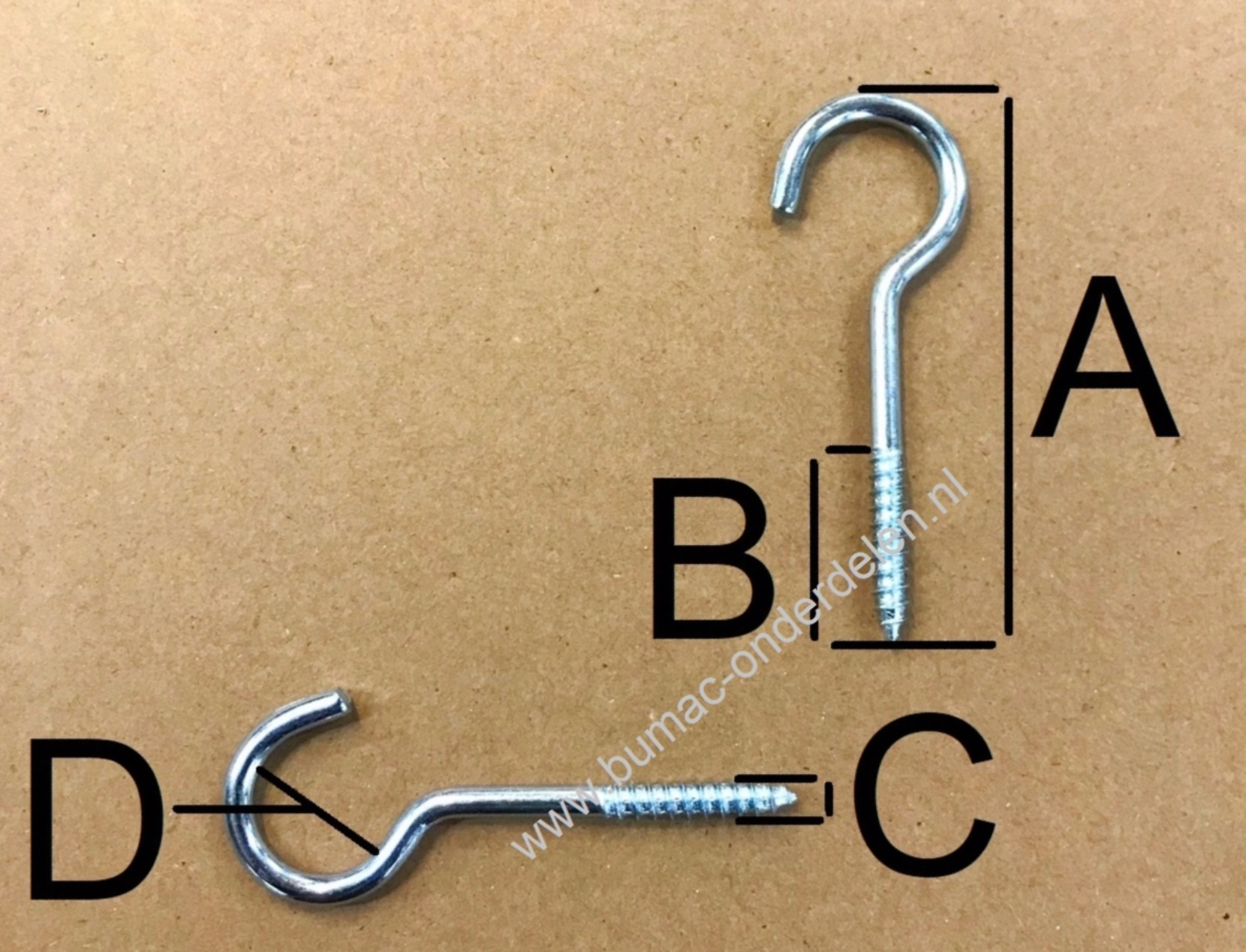 Schroefoog 50x4 mm voor bevestiging in hout of steen in combinatie met een nylon plug, voor het ophangen van Kabels, Kettingen, Waslijn, Bakken, Klokken, spiegels, Schilderijen, Lampen, Gereedschap Schroefring met Houtschroefdraad