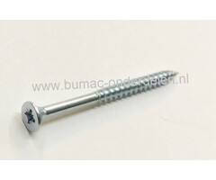 Cilindrisch Verzonken plaatschroef, 3x40 mm Verzinkt, met kruisgleuf, Draaddiameter 3 mm, Lengte 40 mm, Draadlengte 24 mm ,Kruiskop maat 1 DIN 7982 Platkop Houtschroef