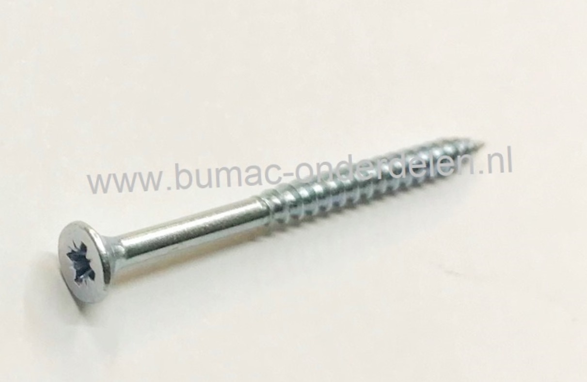 Cilindrisch Verzonken plaatschroef, 3x40 mm Verzinkt, met kruisgleuf, Draaddiameter 3 mm, Lengte 40 mm, Draadlengte 24 mm ,Kruiskop maat 1 DIN 7982 Platkop Houtschroef