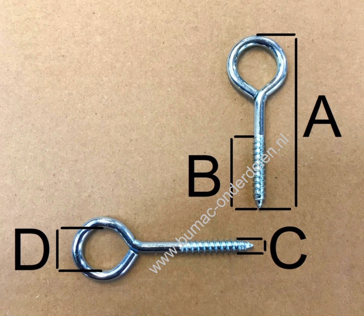 Schroefoog 62x5 mm voor bevestiging in hout of steen in combinatie met een nylon plug, voor het ophangen van Kabels, Kettingen, Waslijn, Bakken, Klokken, spiegels, Schilderijen, Lampen, Gereedschap Schroefring met Houtschroefdraad