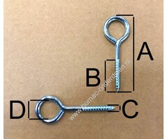 Schroefoog 77x6 mm voor bevestiging in hout of steen in combinatie met een nylon plug, voor het ophangen van Kabels, Kettingen, Waslijn, Bakken, Klokken, spiegels, Schilderijen, Lampen, Gereedschap Schroefring met Houtschroefdraad
