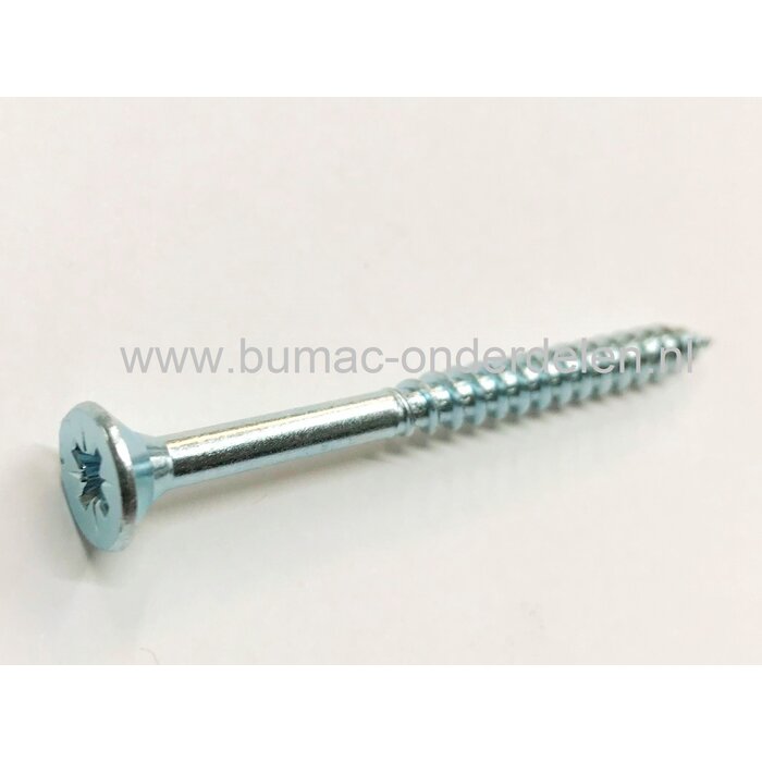 Cilindrisch Verzonken plaatschroef, 6x100 mm Verzinkt, met kruisgleuf, Draaddiameter 5 mm, Lengte 100 mm, Kruiskop maat 3 DIN 7982 Platkop Houtschroef