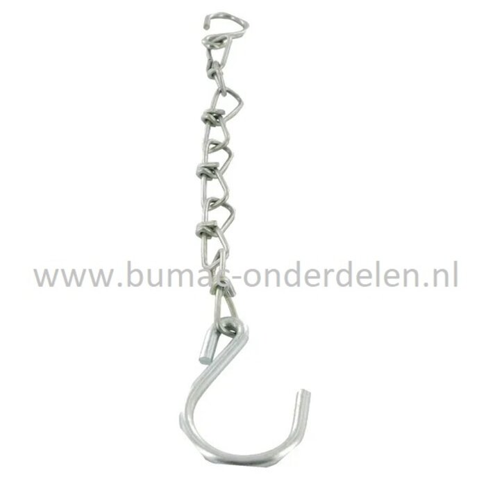 Klephaak ketting verzinkt 25 cm, Aanhangwagen Klepsluiting losse Borghaak / Klephaak met gegalvaniseerde ketting , Veiligheidsketting voor beugelsluitingen