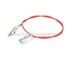 Breekkabel geplastificeerd 120 cm, karbijnhaak en gaffel, Breekkabel geplastificeerd aanhangwagens, Voor personenwagen aanhangers Remkabel