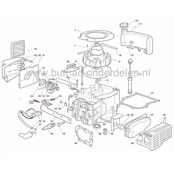 Stiga Veer voor Bediening Chokeklep, SV35 - SV40 - SV150 - RM45 - REM50 - REM54 Motor, Castelgarden ES46TR - ES464TR - ES464TRE, Mountfield, Alpina, Grasmaaier - Benzinemaaier - Cirkelmaaier - Loopmaaier