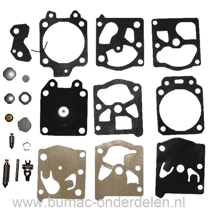 Walbro WT en WA Carburateur Revisieset onderdeel voor Kettingzaag, Motorzaag, Bosmaaier, Bladblazer en Heggenschaar op Dolmar, Echo, Emak, Homelite, Husqvarna, McCulloch, Shindaiwa, Solo, Stihl, Tas Tanaka en Alpina