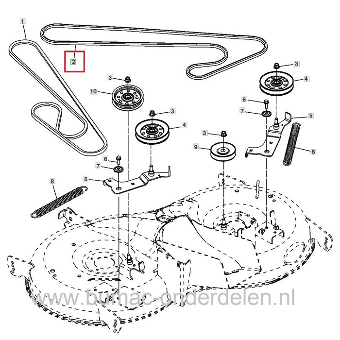 Zeskantsnaar AA89 voor Aandrijving  Maaimessen John Deere Zitmaaiers met een 42 Inch - 107 Cm Achteruitworp Maaidek PC10316 Aandrijfriem voor 107H, X130R, X155R, X166R, X167R Trekkers Aandrijfsnaar JohnDeere  Maaidek Aandrijving, onderdeel