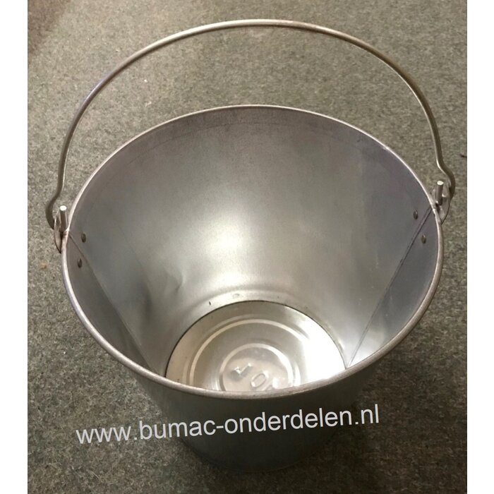 Verzinkte emmer met versterkte bodemrand, 10 L, voorzien van sterk metalen hengsel voor het dragen van de emmer, wateremmer, voeremmer, asemmer, decoratie emmer, afvalemmer, tuinemmer, afvaltuinemmer, minivijver
