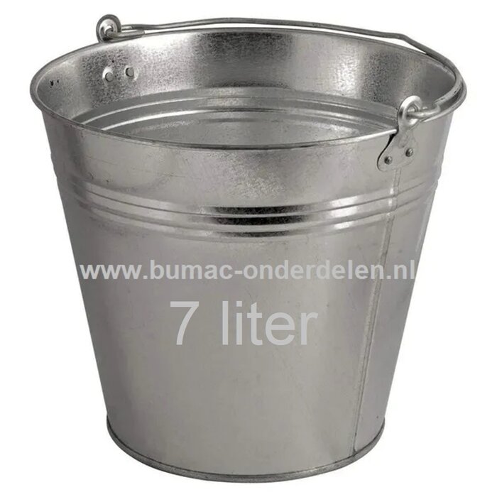 Verzinkte emmer met versterkte bodemrand, 7 L, voorzien van sterk metalen hengsel voor het dragen van de emmer, wateremmer, voeremmer, asemmer, decoratie emmer, afvalemmer, tuinemmer, afvaltuinemmer , minivijver