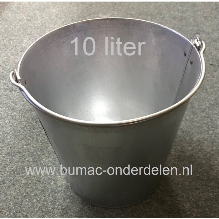 Verzinkte emmer met versterkte bodemrand, 10 L, voorzien van sterk metalen hengsel voor het dragen van de emmer, wateremmer, voeremmer, asemmer, decoratie emmer, afvalemmer, tuinemmer, afvaltuinemmer, minivijver