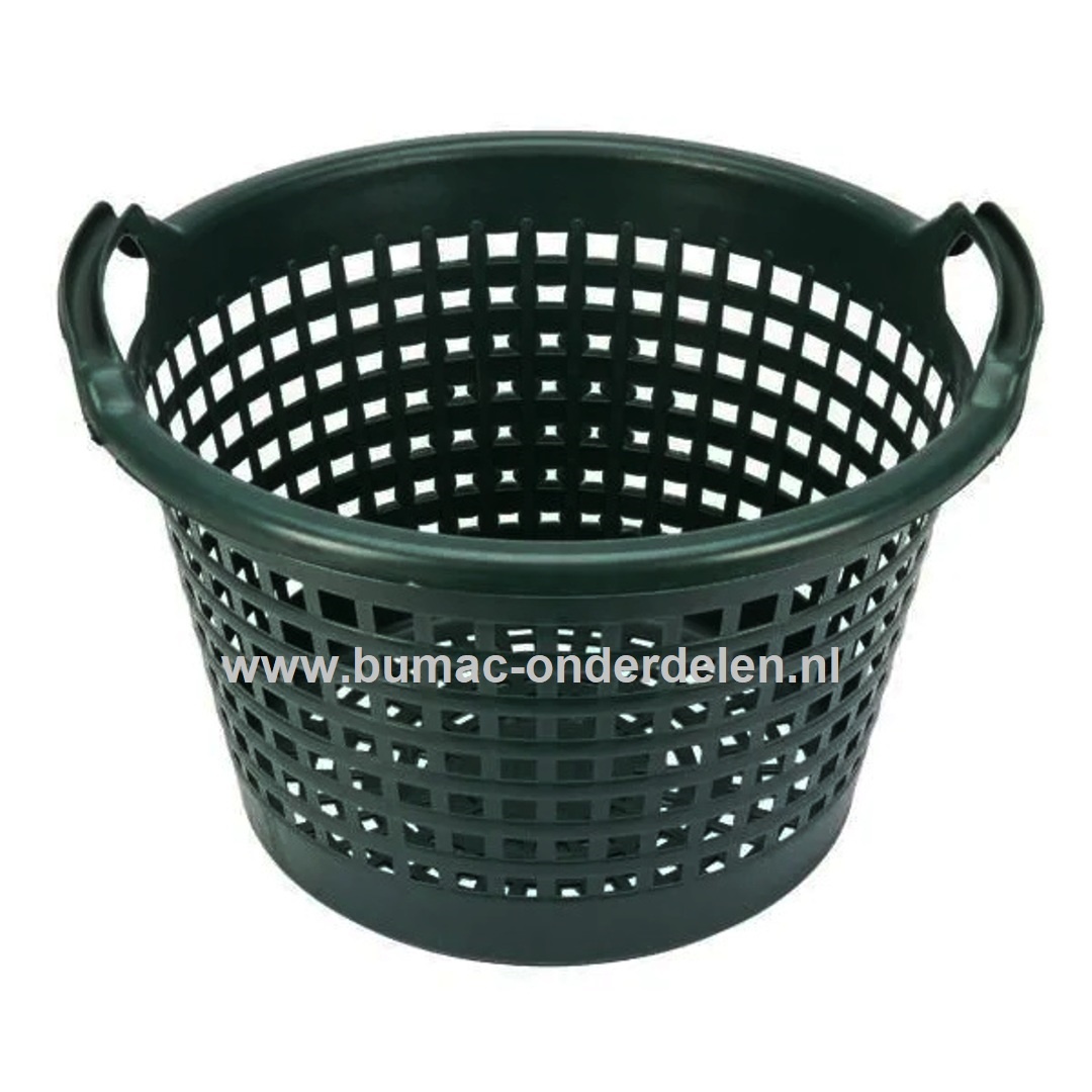 Flexibele kunststof tuinmand, 25 Kg, groen, met handgrepen,  is niet alleen geschikt voor gebruik in uw tuin, maar kan ook prima voor vele andere doeleinden gebruikt worden wasmand, huishoudmand, stapelmand, aardappelmand, plantenmand, oogstmand, fruitman