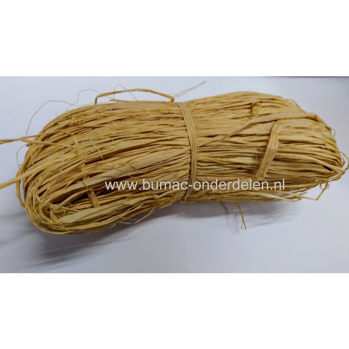 Raffia naturel, verpakt per 50gram, natuurlijk bindmateriaal, klimhulpmiddel, milieuvriendelijk, oersterk, decoratiemateriaal, Dit sterke touw gebruikt u voor verschillende doeleinden, zoals het opbinden van klimplanten, het enten van planten of als decor