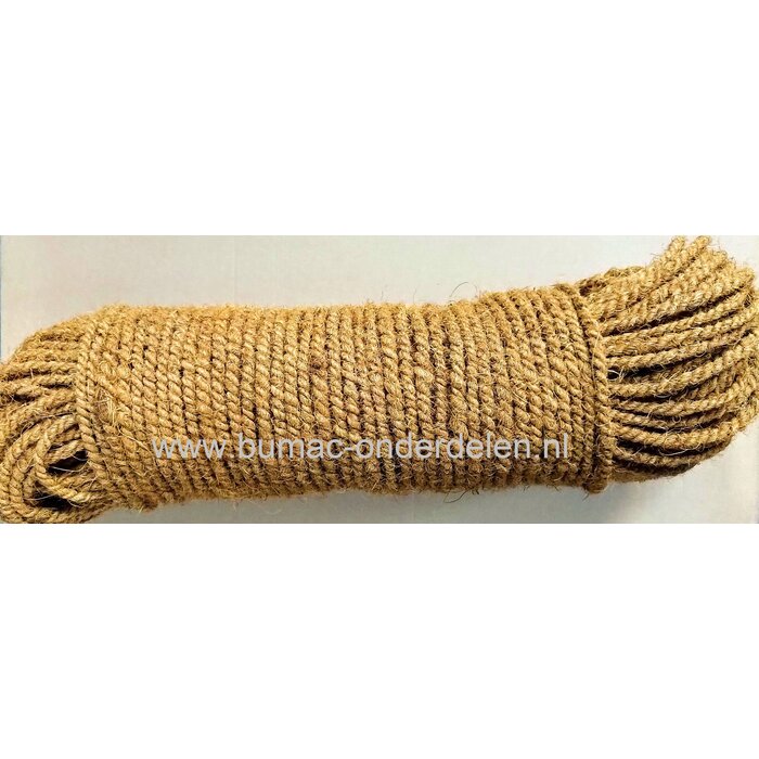 Boomsteuntouw ca 90  Mtr, gemaakt van kokosvezel, extra dik. Boomband van puur natuurlijke kokos, scheurvast en weerbestendig, voor bomen met steunpalen, Natuurlijke vezels vergaan na een paar jaar, als de boom reeds stevige wortels heeft ontwikkeld. Boom