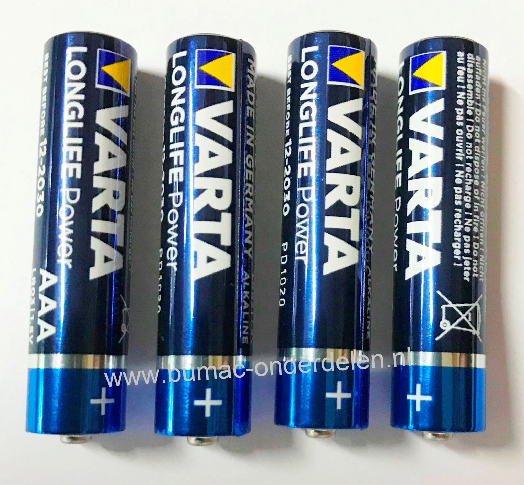 4 x Alkaline AAA Batterijen 1,5 V Zaklamp, Speelgoed, Draadloze Muis - Toetsenbord, Klok, Afstandsbediening, Rekenmachine, Radio, Rookmelder, Weegschaal en ander Huishoudelijke apparatuur VARTA - Type LR03, AM4, MN2400 Lengte 44,4x10,3 mm