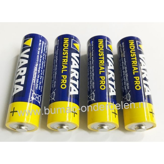 4 x Alkaline AA Batterijen 1,5 Volt Varta Industrial Pro Alkaline batterij Mono D LR06 - 1,5 Volt de alkaline batterij zeer betrouwbaar en perfect voor Professioneel en Thuis gebruik De voordelen van de Varta Industrial Pro: Zeer Hoge Capaciteit  - Kwalit