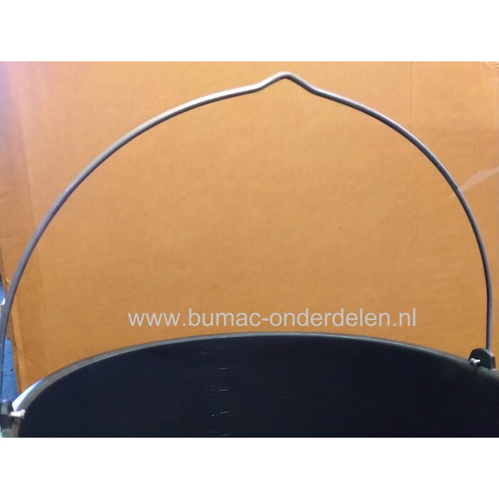 Emmer 20 Ltr, Maat verdeling in Liters aan de zijkant, randversterking, Afmetingen:  hoogte 27,5 cm, Ø 36cm, 20 liter, zwart,  kunststof, Verzinkte beugel  Ø 5 mm, recyclebaar, stevig,  bouwemmer, gereedschapsemmer, huishoudemmer, voeremmer, lekbak, wer