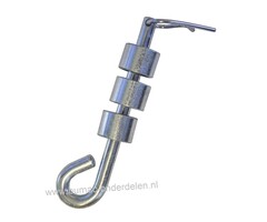 Trekhaak as Ø 9,9 x 100 mm met Borgclip voor Grasveger 14-002 Zitmaaier, Frontmaaier, Trekker As voor Pen/Clip Aansluiting bij Beluchter, Grasveger, Grasrol, Kunstmeststrooier, Ontmosser, Grindhark, Sleepmat, Gifspuit, Tuinwals, Prikrol