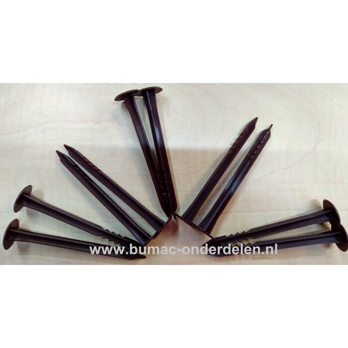 Netanker, lengte ca 10 cm, per 10 stuks, kunststof, bruin,met weerhaak voor betere grip in de bodem, grondanker, bevestigingsanker, grondharing, lengte ca 10 cm, kunststof, bruin,met weerhaak voor betere grip in de bodem De bevestigingsankers bestaan uit